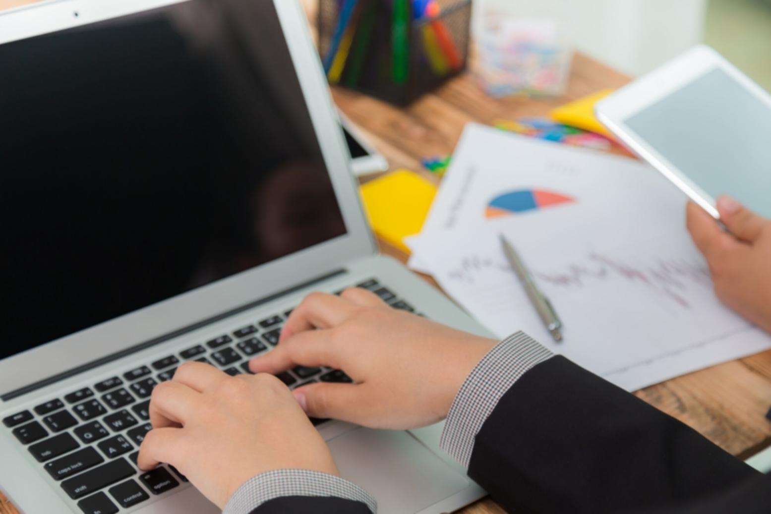 Financial analysis workspace with charts and data visualization tools